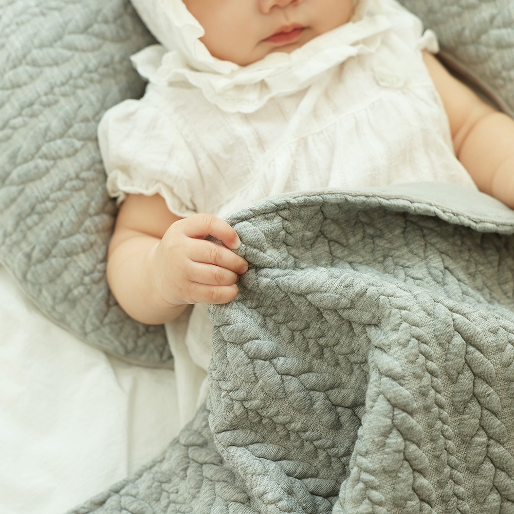 舒适超细纤维双面毯 - 墨兰灰婴儿午睡被/新生儿婴儿车毯/托儿所附属被子